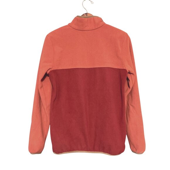 Columbia Colorblock Two-Tone Red & Orange Front Fleece Pullover S - Picture 4 of 10